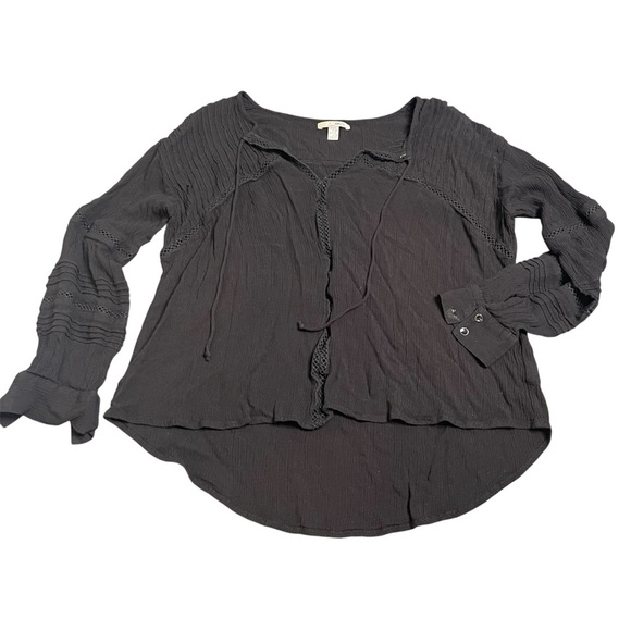 Amuse Society Black Textured Blouse Small - Picture 1 of 6